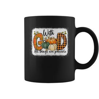 With God All Things Are Possible Fall Pumpkins Coffee Mug - Seseable