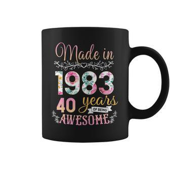 Womens 40 Year Old Gifts Made In 1983 Floral 40Th Birthday Coffee Mug | Mazezy