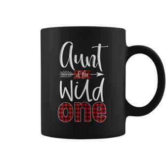 Womens Aunt Of The Wild One Plaid Lumberjack 1St Birthday Coffee Mug - Seseable