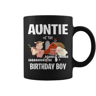 Womens Auntie Of The Birthday Boy Farm Animal Cow Pig Dog Farmer Coffee Mug - Seseable