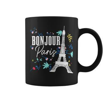 Womens Bonjour Paris Eiffel Tower France French Souvenir Coffee Mug | Mazezy