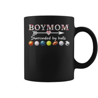 Womens Boy Mom Surrounded By Balls Tshirt For Women Mothers Day Coffee Mug | Mazezy DE