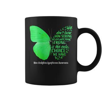 Womens Butterfly Green Ribbon Non Hodgkins Lymphoma Awareness Coffee Mug | Mazezy