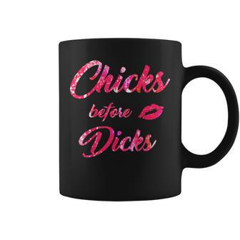 Womens Chicks Before Dicks - Feminism Cute Galentines Day Gift Coffee Mug | Mazezy
