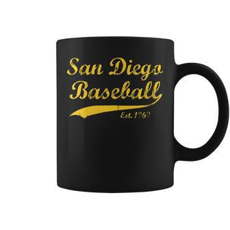 Womens Classic San Diego California Baseball Fan Retro Vintage Coffee Mug - Seseable