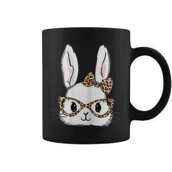 Womens Cute Bunny Face Leopard Glasses Headband Happy Easter Day Coffee Mug | Mazezy