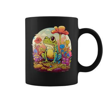 Womens Cute Fairycore Floral Frog Aesthetic Girls Women Graphic Coffee Mug | Mazezy