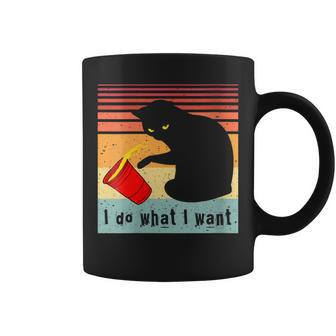 Womens Do What I Want Vintage Black Cat Red Cup Funny My Cat Coffee Mug - Seseable