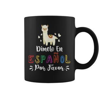 Womens En Espanol Por Favor Bilingual Spanish Teacher Llama Coffee Mug - Seseable