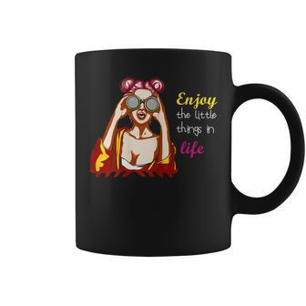 Womens Enjoy The Little Things In Life Funny Telescope Girl Coffee Mug - Seseable