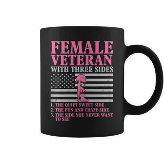 Womens Female Veteran With Three Sides Women Veteran Mother Grandma Coffee Mug - Seseable