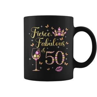 Womens Fierce Fabulous And 50 Decorations 50Th Birthday Coffee Mug | Mazezy