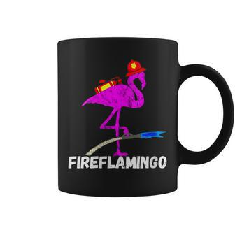 Womens Fire Fighter Flamingo Exotic Bird Funny Firefighter Fireman Coffee Mug - Seseable