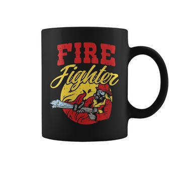 Womens Fire Fighter With Water Hose Fighting The Fire Gift Coffee Mug - Seseable