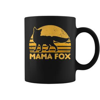 Womens Fox Mama | Vintage Retro Sunset Gift Coffee Mug - Seseable