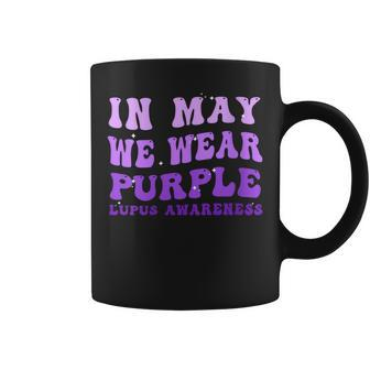Womens Groovy In May We Wear Purple Lupus Awareness Month Coffee Mug | Mazezy