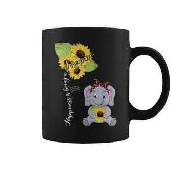 Womens Happiness Is Being A Memaw Sunflower Elephant Coffee Mug - Seseable