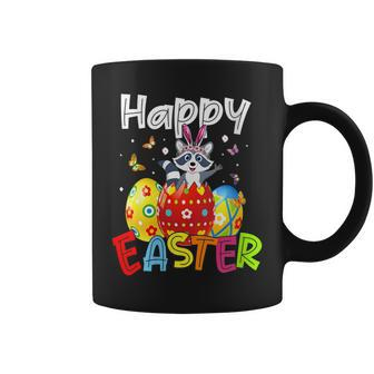 Womens Happy Easter Cute Bunny Rabiit Raccoon Funny Eggs Hunt Kids Coffee Mug - Seseable
