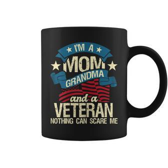 Womens Im A Mom Grandma And A Veteran - Patriotic American Flag Coffee Mug - Seseable
