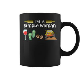 Womens Im A Simple Woman Wines Flip Flops Dogs 4X4 Lovers Coffee Mug | Mazezy UK
