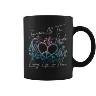 Womens Imagine Hippie People Living Life In Peace And Love Gift Coffee Mug - Seseable