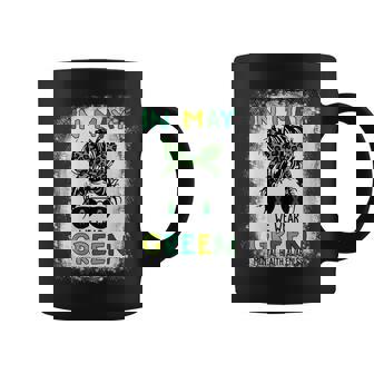 Womens In May We Wear Green Messy Bun Mental Health Awareness Coffee Mug - Thegiftio