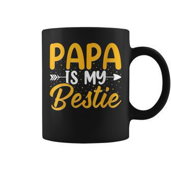 Womens Kids Papa Is My Bestie Son And Daughter Funny Fathers Day Coffee Mug - Thegiftio UK