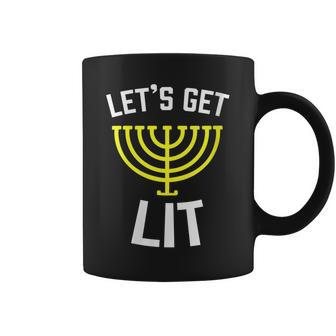Womens Lets Get Lit Jewish - Humor Funny Gift Hanukkah Coffee Mug - Seseable