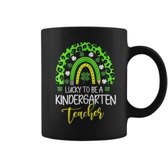 Womens Lucky To Be A Kindergarten Teacher Rainbow St Patricks Day Coffee Mug - Seseable