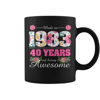 Womens Made In 1983 Floral 40Th Birthday Gifts 40 Year Old Coffee Mug | Mazezy