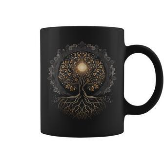 Womens Mandala Lotus Unalome Tree Moon Life Graphic Coffee Mug | Mazezy AU