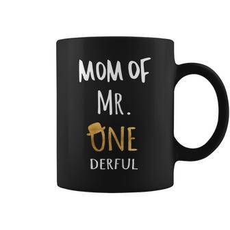 Womens Mom Of Mr Onederful Wonderful Funny 1St Birthday Boy Outfit Coffee Mug | Mazezy
