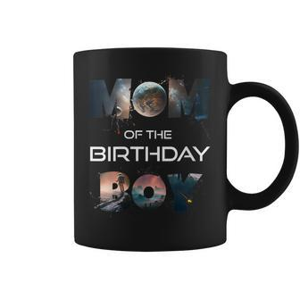 Womens Mom Of The Birthday Boy Cute Astronaut Outer Space Planets Coffee Mug | Mazezy