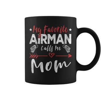 Womens My Favorite Airman Calls Me Mom Air Force Soldier Mom Coffee Mug - Seseable
