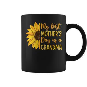Womens My First Mothers Day As A Grandma Sunflower Mothers Day Coffee Mug | Mazezy DE