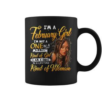 Womens Once In A Lifetime Black Girl February Birthday Mothers Day Coffee Mug - Thegiftio UK