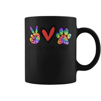 Womens Peace Love Dogs Paws Tie Dye Rainbow Animal Rescue Womens Coffee Mug - Seseable