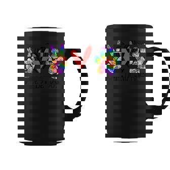 Womens Peace Love Dogs Paws Tie Dye Rainbow Animal Rescue Womens Coffee Mug - Seseable