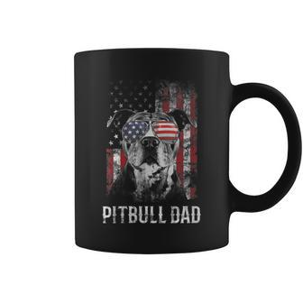 Womens Pitbull Dad American Flag 4Th Of July Dog Fathers Day Mens Coffee Mug - Thegiftio UK