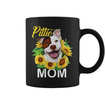 Womens Pitbull Pittie Mom Sunflower Mothers Day Gift Coffee Mug - Seseable