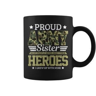 Womens Proud Army Sister Military Soldier Brother Pride Gift Coffee Mug - Seseable