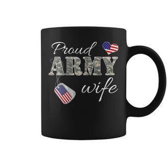 Womens Proud Army Wife Camouflage Wife Of Soldiers Gift Mothers Day Coffee Mug - Seseable