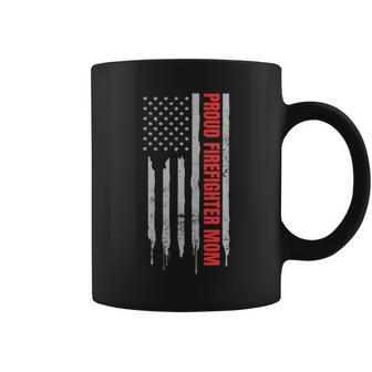 Womens Proud Firefighter Mom Design Patriotic Us Flag Gift Coffee Mug - Seseable