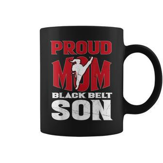 Womens Proud Mom Black Belt Son Karate Mom Funny Mothers Coffee Mug - Thegiftio UK