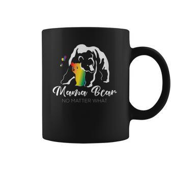 Womens Proud Mom No Matter What Lgbtq Lgbt Mom Pride Mama Bear V-Neck Coffee Mug - Thegiftio UK