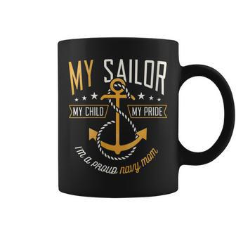 Womens Proud Navy Mother For Moms Of Sailors Proud Mom Navy Family Coffee Mug - Seseable