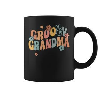 Womens Retro Groovy Grandma Flower Power Hippie Family Groovy Vibes Coffee Mug | Mazezy