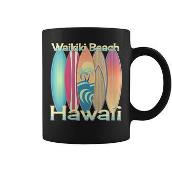 Womens Retro Hawaii Waikiki Beach Hawaiian Islands Surf Coffee Mug | Mazezy