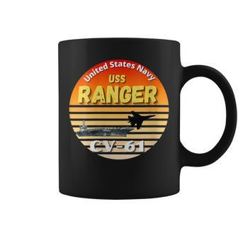 Womens Retro Sunset Navy Aircraft Carrier Uss Ranger Cv-61 Coffee Mug - Seseable