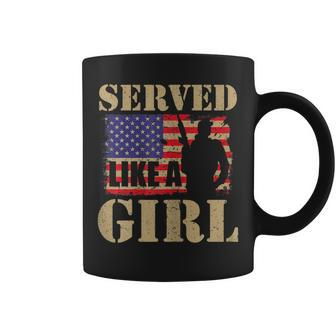 Womens Served Like A Girl Female Veterans Day Gifts Memorial Day Coffee Mug - Seseable